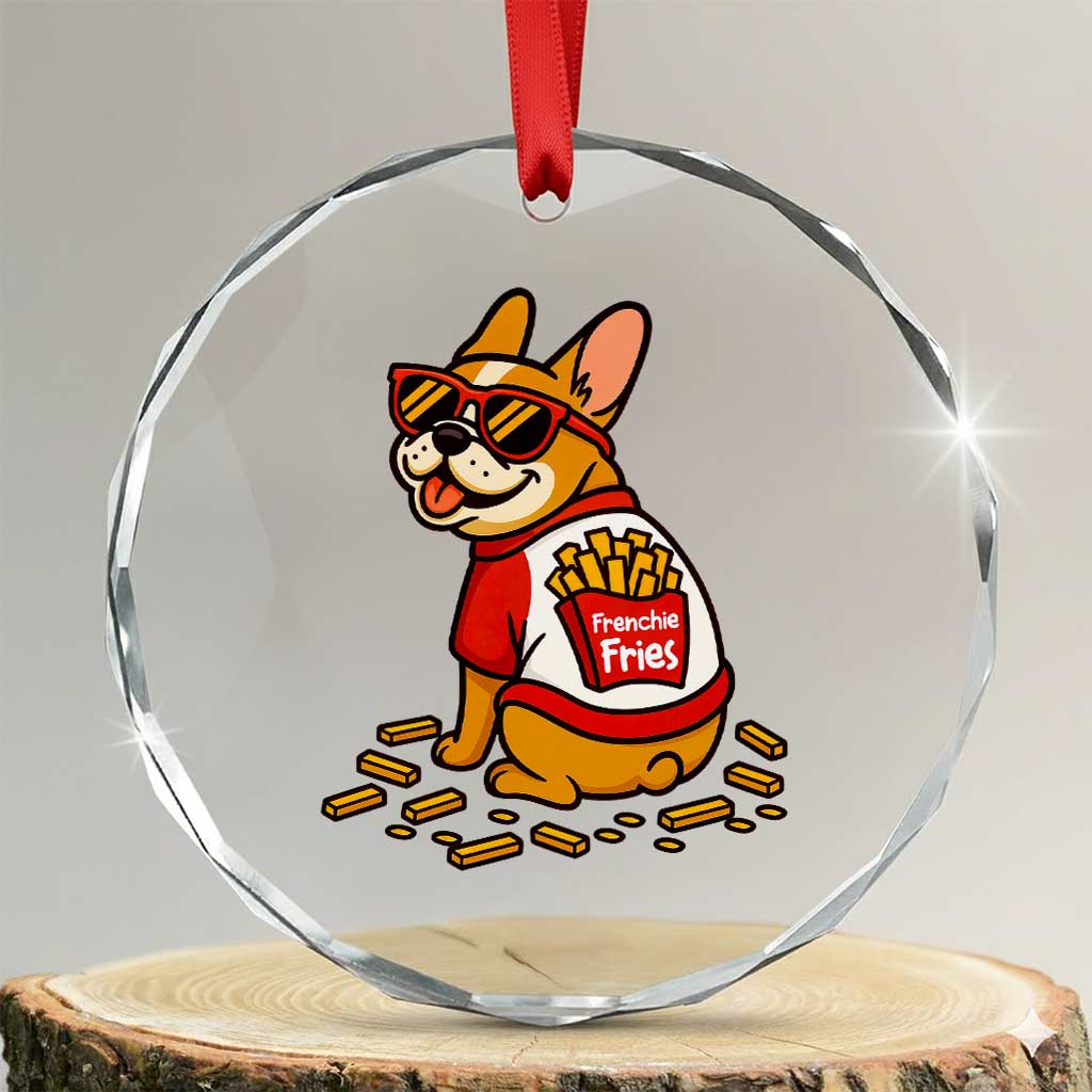 Frenchie Fries Crystal Glass Ornament Funny French Bulldog Lover Gift TS12 Transparent Glass 3'' Circle Print Your Wear