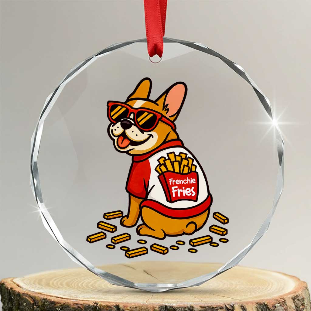 Frenchie Fries Crystal Glass Ornament Funny French Bulldog Lover Gift TS12 Transparent Glass 3'' Circle Print Your Wear