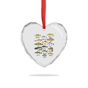 Freshwater Fish Species Heart Crystal Glass Ornament Funny Fishing Types Fisherman Dad TS02 Print Your Wear