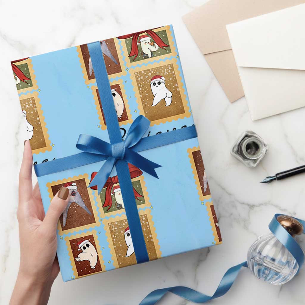 Fresno Nightcrawler Cryptid Christmas Believe Gift Wrapping Paper Roll TS12 Light Blue Print Your Wear