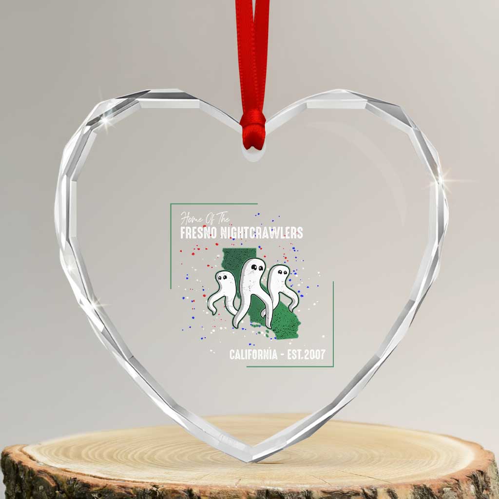 Fresno Nightcrawlers Heart Crystal Glass Ornament Home Of California Cryptid Gift TS12 Transparent Glass 3'' Heart Print Your Wear