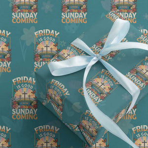 Friday Is Good Cause Sunday Is Coming Christian Easter Wrapping Paper Roll Cross Sunrise Floral Faith Inspirational Gift TS02 Teal Print Your Wear