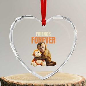 Friends Forever Viral Punch The Monkey Heart Crystal Glass Ornament Cute Baby Monkey Hugging Plush Toy Best Friend Gift TS02 Transparent Glass 3'' Heart Print Your Wear