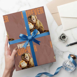 Friends Forever Viral Punch The Monkey Wrapping Paper Roll Cute Baby Monkey Hugging Plush Toy Best Friend Gift TS02 Mocha Print Your Wear