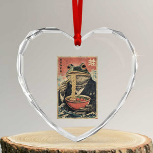 Frog Eat Ramen Heart Crystal Glass Ornament Funny Japanese Noodles Anime Lovers Kawaii Anime TS10 Transparent Glass 3'' Heart Print Your Wear