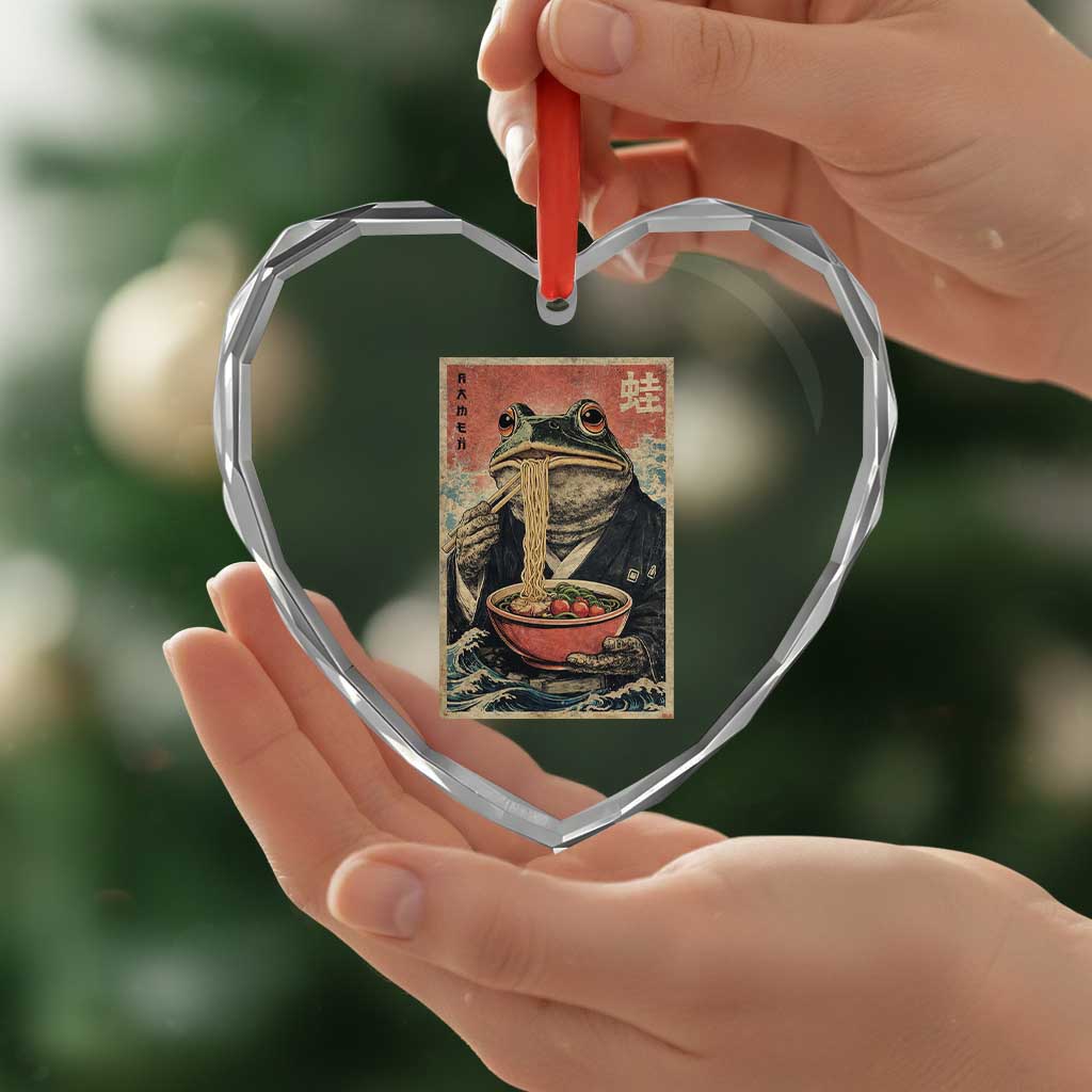 Frog Eat Ramen Heart Crystal Glass Ornament Funny Japanese Noodles Anime Lovers Kawaii Anime TS10 Print Your Wear