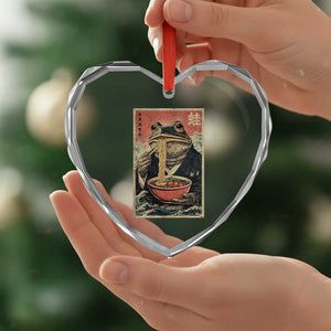 Frog Eat Ramen Heart Crystal Glass Ornament Funny Japanese Noodles Anime Lovers Kawaii Anime TS10 Print Your Wear