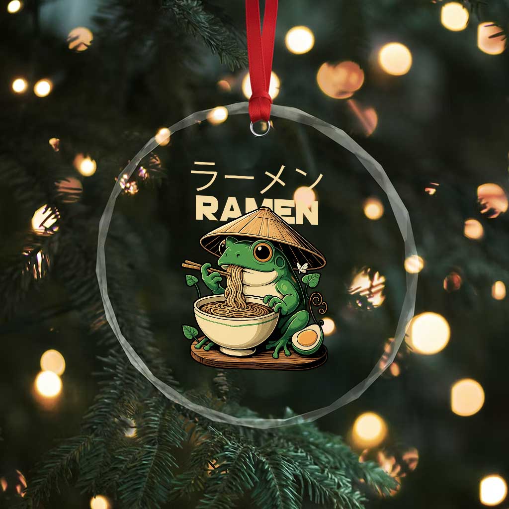 Frog Eating Ramen Crystal Glass Ornament Funny Japanese Food Lover Anime TS12 Print Your Wear