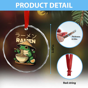 Frog Eating Ramen Crystal Glass Ornament Funny Japanese Food Lover Anime TS12 Print Your Wear