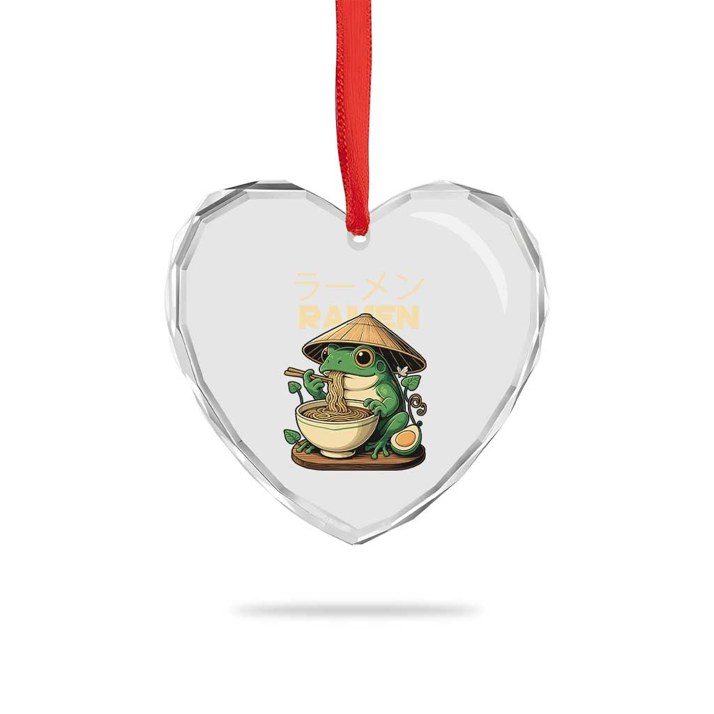 Frog Eating Ramen Heart Crystal Glass Ornament Funny Japanese Food Lover Anime TS12 Print Your Wear
