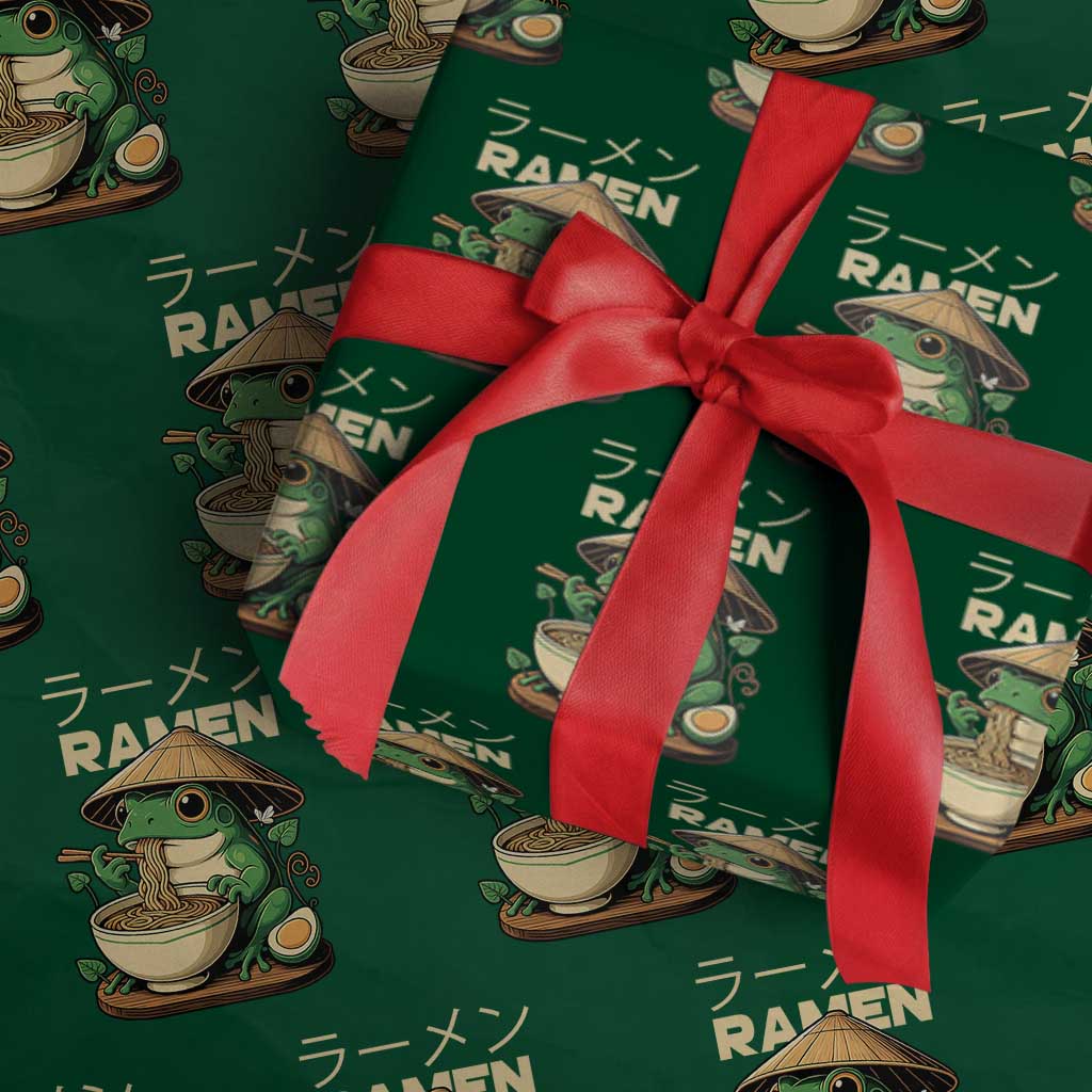 Frog Eating Ramen Wrapping Paper Roll Funny Japanese Food Lover Anime TS12 Green Print Your Wear