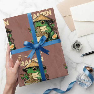 Frog Eating Ramen Wrapping Paper Roll Funny Japanese Food Lover Anime TS12 Mocha Print Your Wear