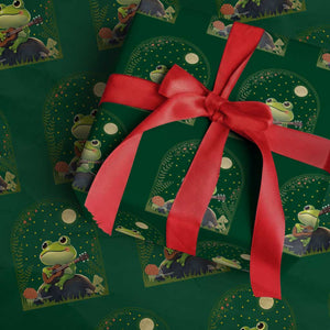 Frog Playing Guitar Wrapping Paper Roll Gift for Musicians TS12 Green Print Your Wear