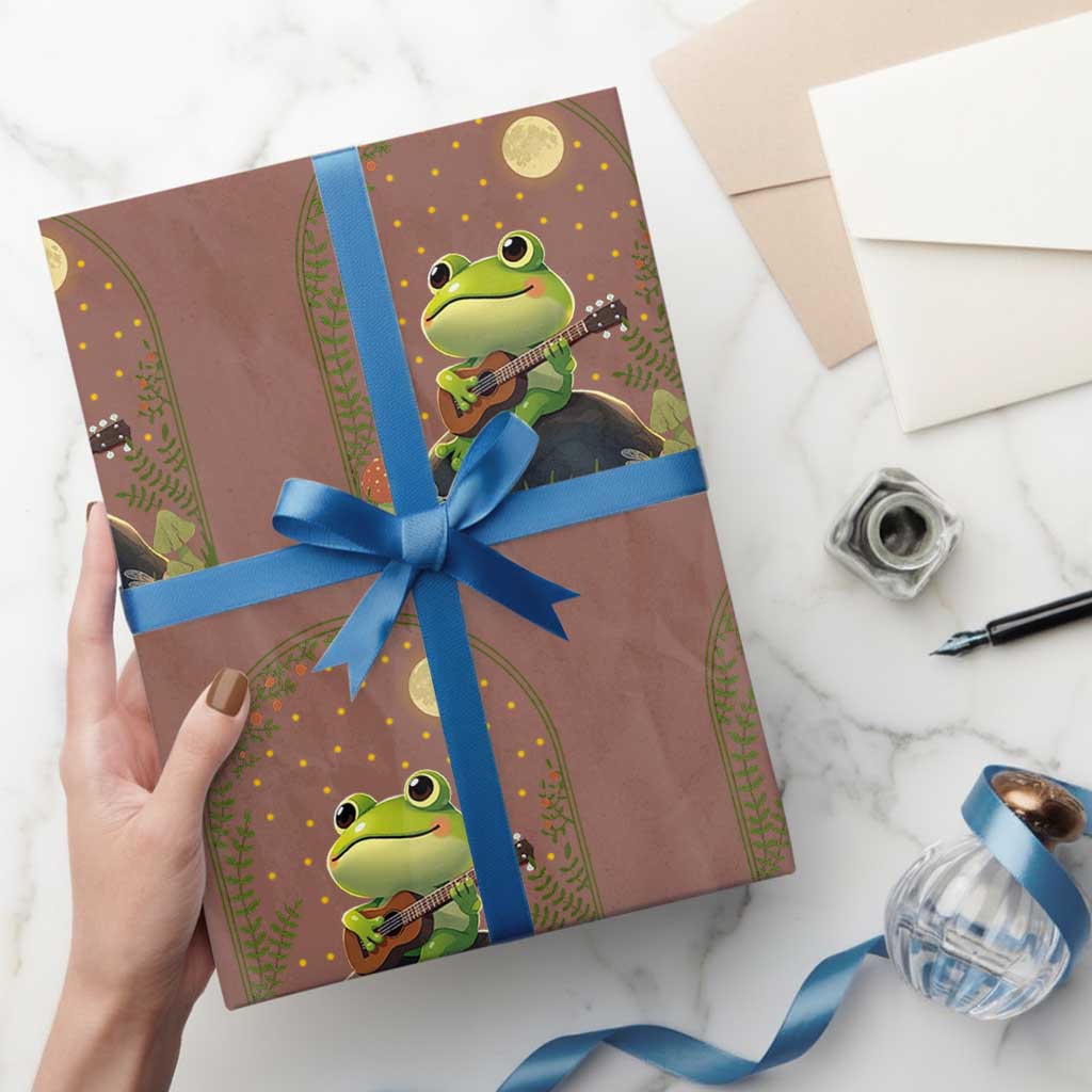 Frog Playing Guitar Wrapping Paper Roll Gift for Musicians TS12 Mocha Print Your Wear