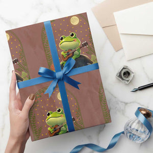 Frog Playing Guitar Wrapping Paper Roll Gift for Musicians TS12 Mocha Print Your Wear