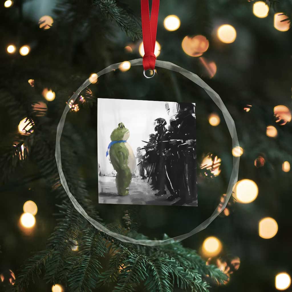 Frog Resist Crystal Glass Ornament Free Portland Oregon Freedom Fighters TS02 Print Your Wear