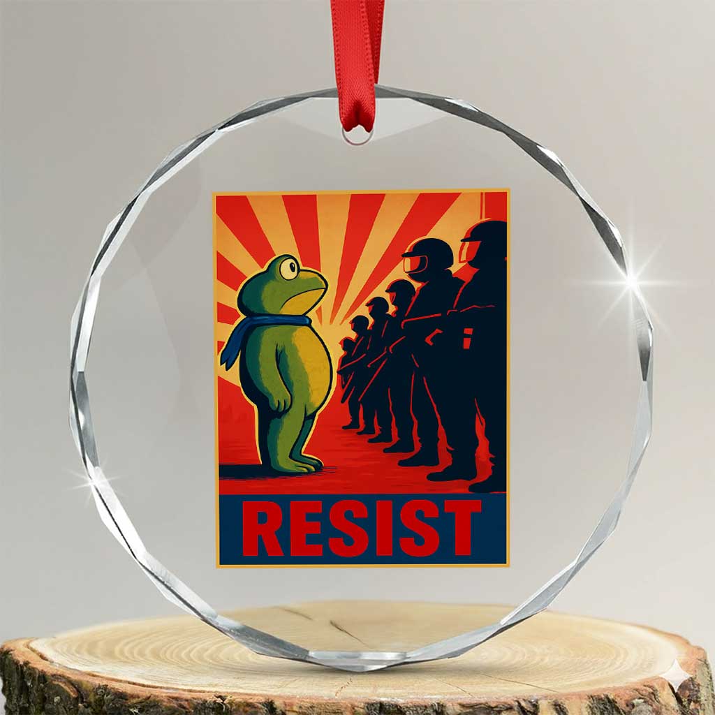 Frog Resist Crystal Glass Ornament Free Portland Oregon Poster Graphic Freedom Fighters TS02 Transparent Glass 3'' Circle Print Your Wear