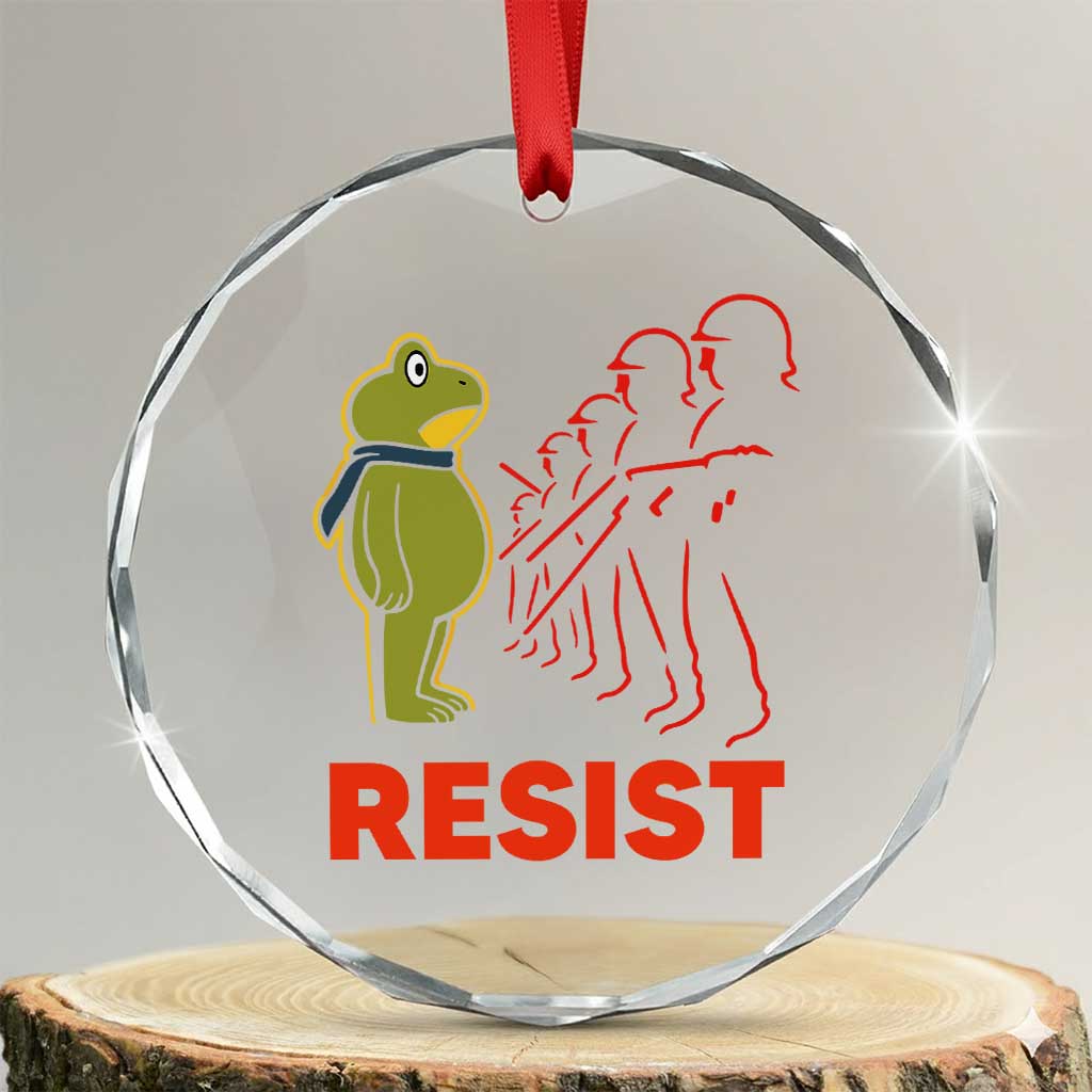 Frog Resist Crystal Glass Ornament Free Portland Political Satire TS02 Transparent Glass 3'' Circle Print Your Wear