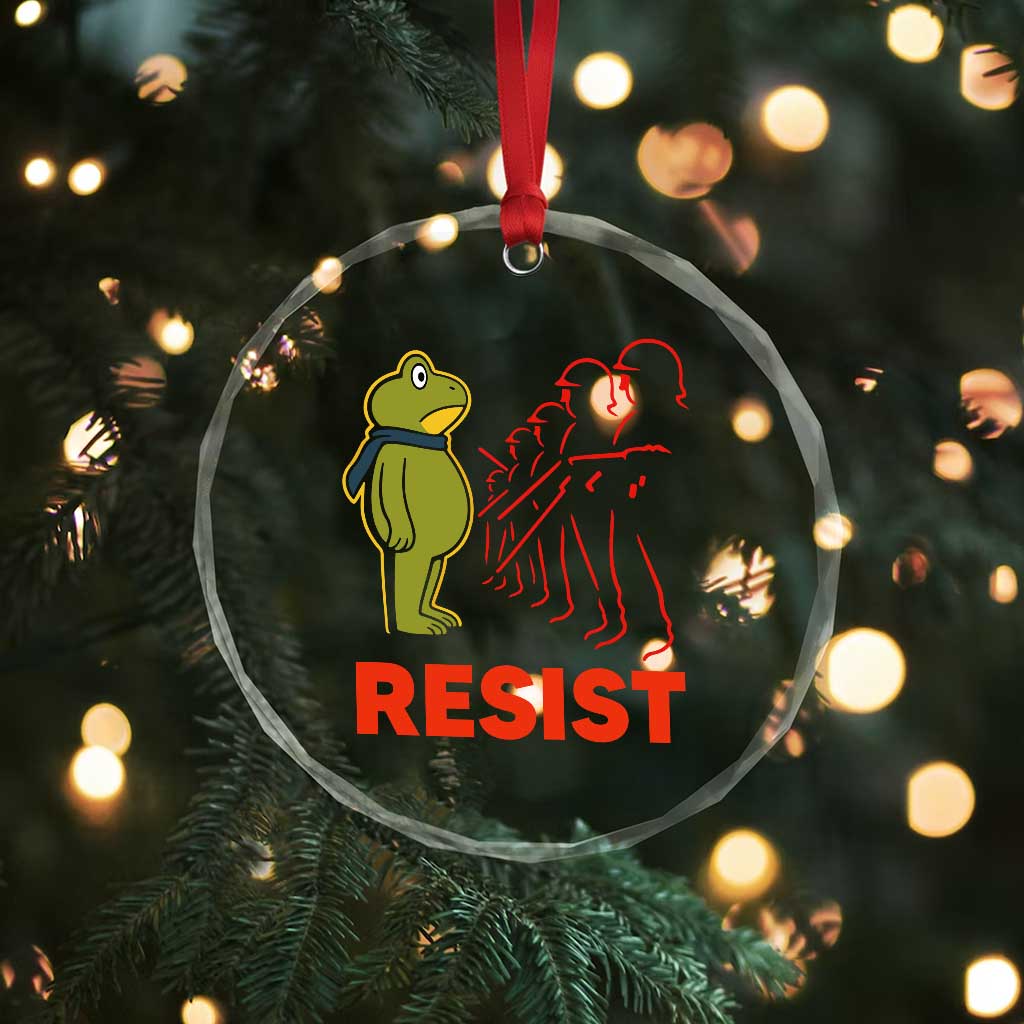 Frog Resist Crystal Glass Ornament Free Portland Political Satire TS02 Print Your Wear