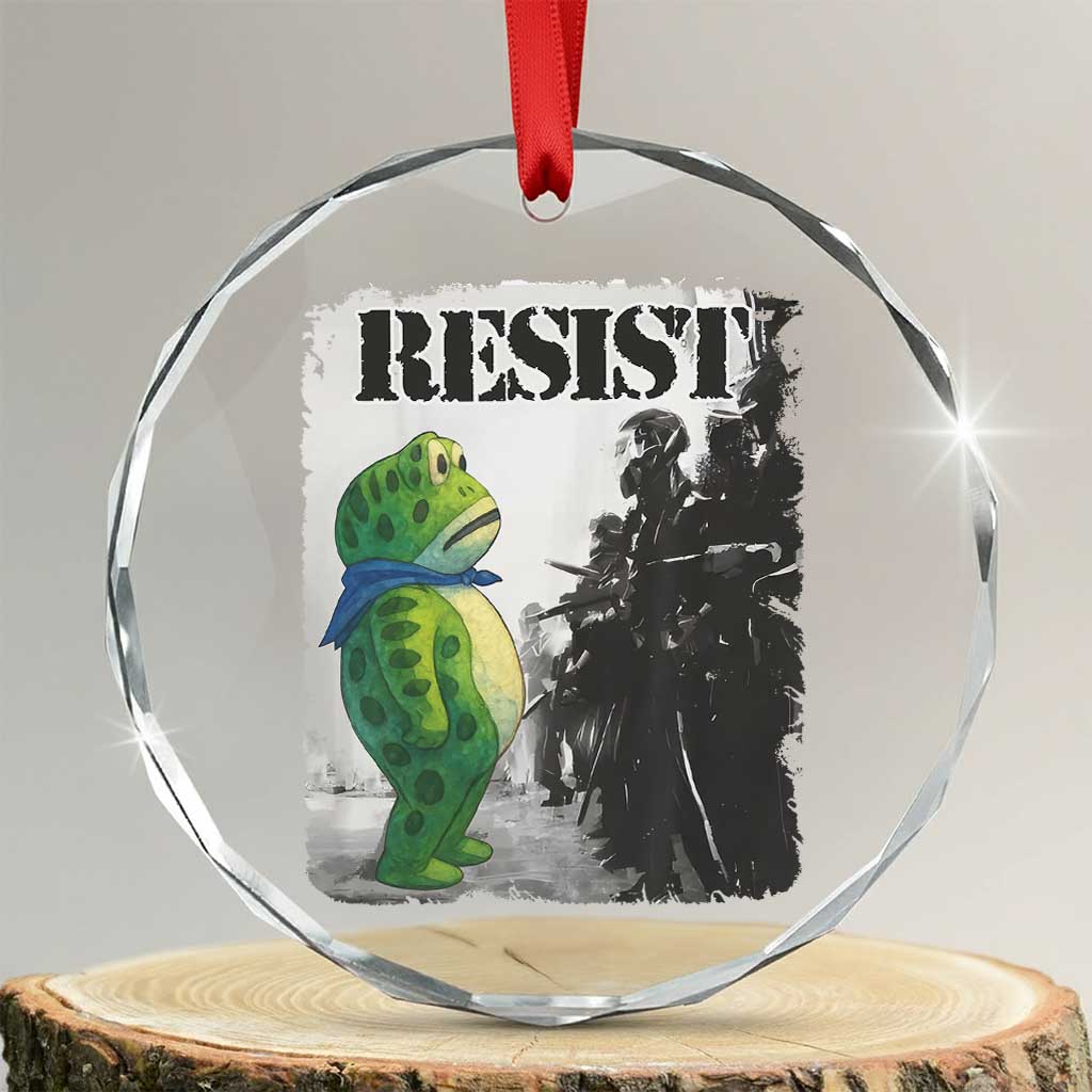 Frog Resist Crystal Glass Ornament Portland Frog Activist Protest City Art TS11 Transparent Glass 3'' Circle Print Your Wear