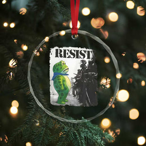 Frog Resist Crystal Glass Ornament Portland Frog Activist Protest City Art TS11 Print Your Wear