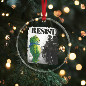 Frog Resist Crystal Glass Ornament Portland Frog Activist Protest City Art TS11 Print Your Wear