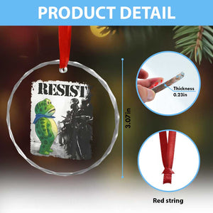 Frog Resist Crystal Glass Ornament Portland Frog Activist Protest City Art TS11 Print Your Wear