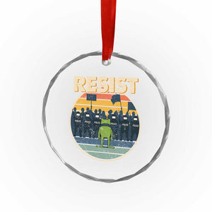 Frog Resist Crystal Glass Ornament Portland Frog Activist Protest Retro Sunset TS11 Print Your Wear