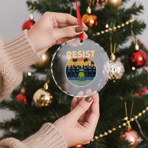 Frog Resist Crystal Glass Ornament Portland Frog Activist Protest Retro Sunset TS11 Print Your Wear