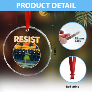 Frog Resist Crystal Glass Ornament Portland Frog Activist Protest Retro Sunset TS11 Print Your Wear