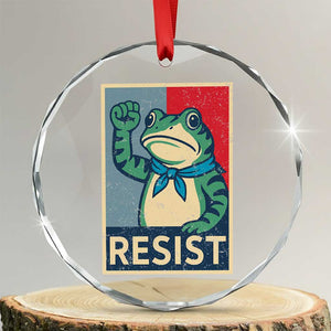 Frog Resist Crystal Glass Ornament Portland Frog Raised Fist Poster Graphic TS11 Transparent Glass 3'' Circle Print Your Wear