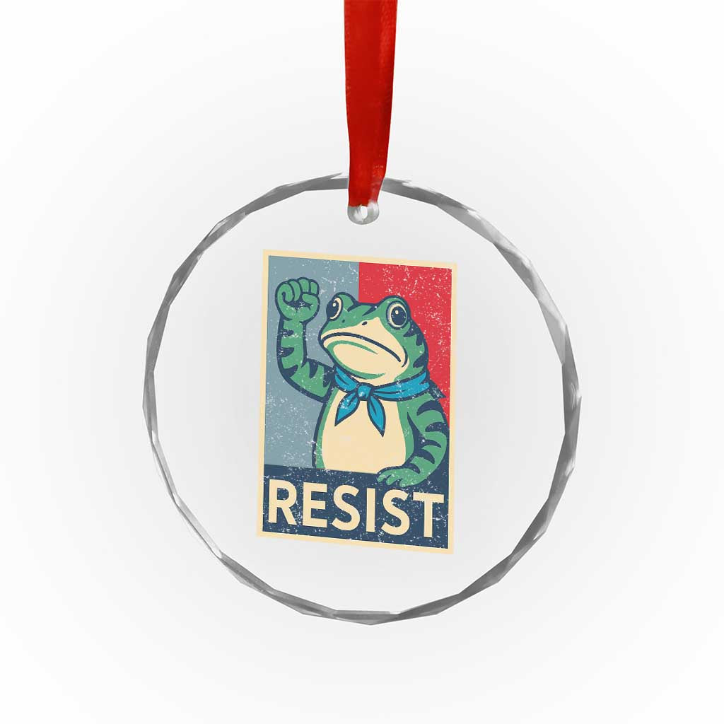 Frog Resist Crystal Glass Ornament Portland Frog Raised Fist Poster Graphic TS11 Print Your Wear