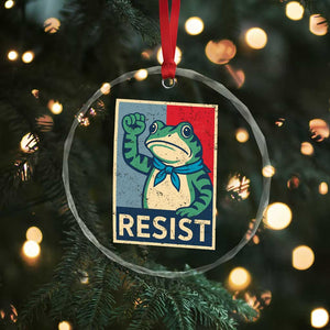 Frog Resist Crystal Glass Ornament Portland Frog Raised Fist Poster Graphic TS11 Print Your Wear