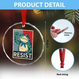 Frog Resist Crystal Glass Ornament Portland Frog Raised Fist Poster Graphic TS11 Print Your Wear