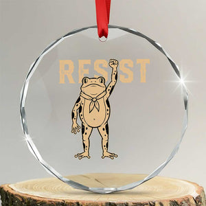 Frog Resist Crystal Glass Ornament Raised Fist Protest Fighter Retro Graphic TS02 Transparent Glass 3'' Circle Print Your Wear