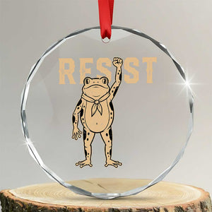 Frog Resist Crystal Glass Ornament Raised Fist Protest Fighter Retro Graphic - Print Your Wear