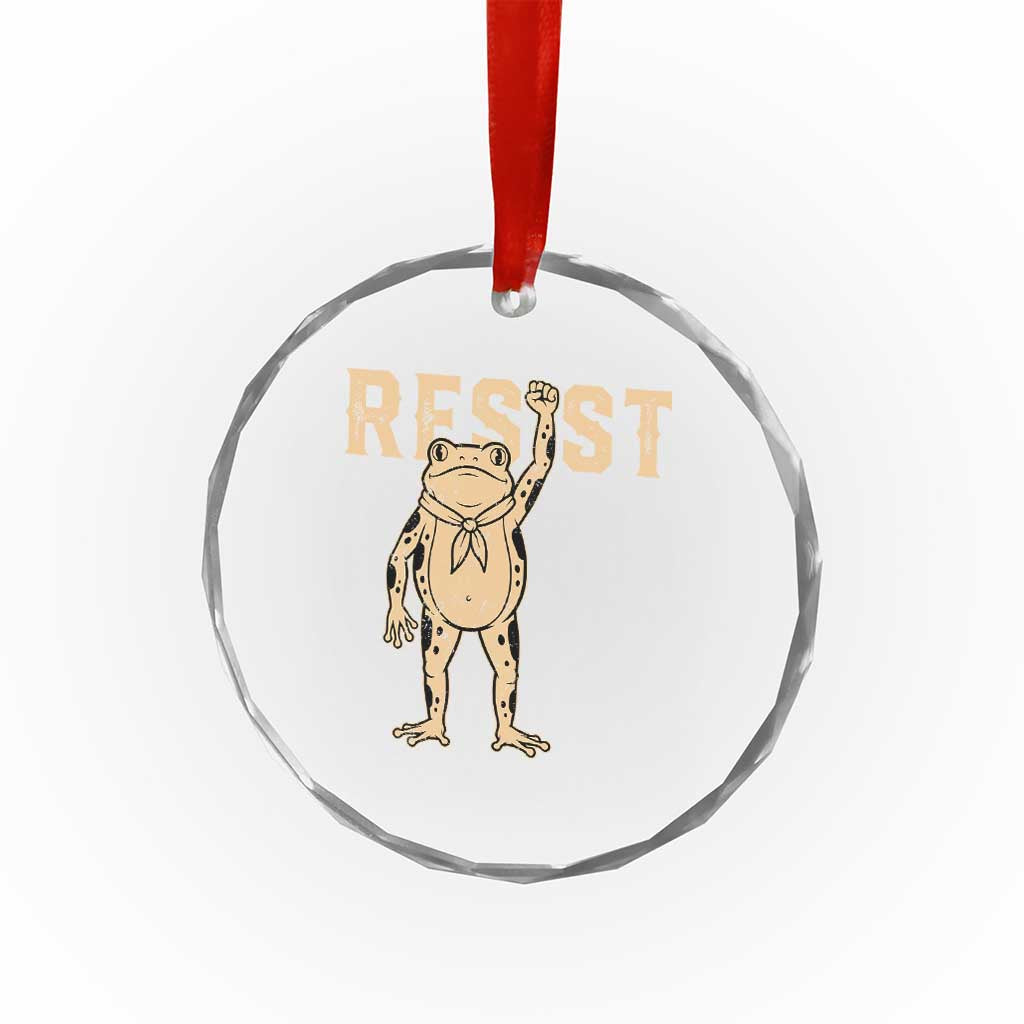 Frog Resist Crystal Glass Ornament Raised Fist Protest Fighter Retro Graphic TS02 Print Your Wear
