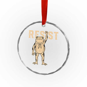 Frog Resist Crystal Glass Ornament Raised Fist Protest Fighter Retro Graphic - Print Your Wear