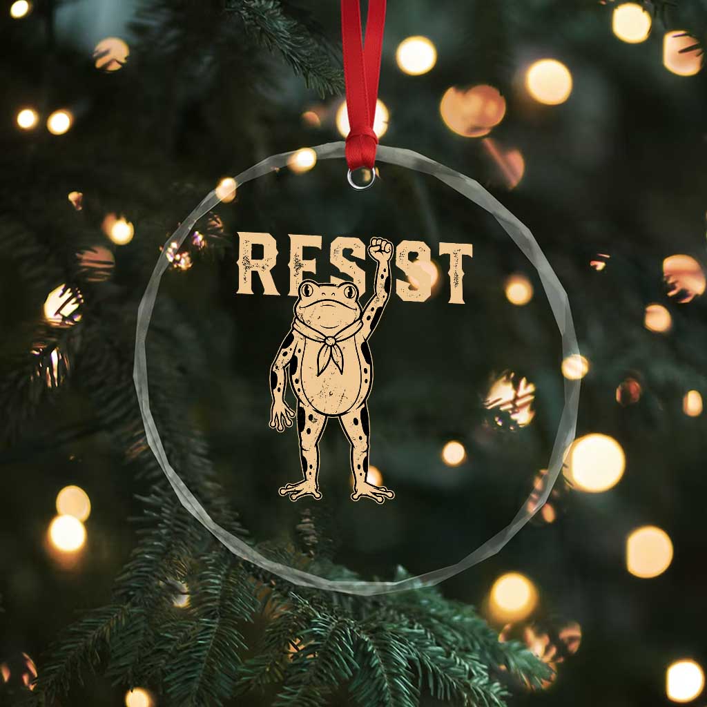 Frog Resist Crystal Glass Ornament Raised Fist Protest Fighter Retro Graphic TS02 Print Your Wear