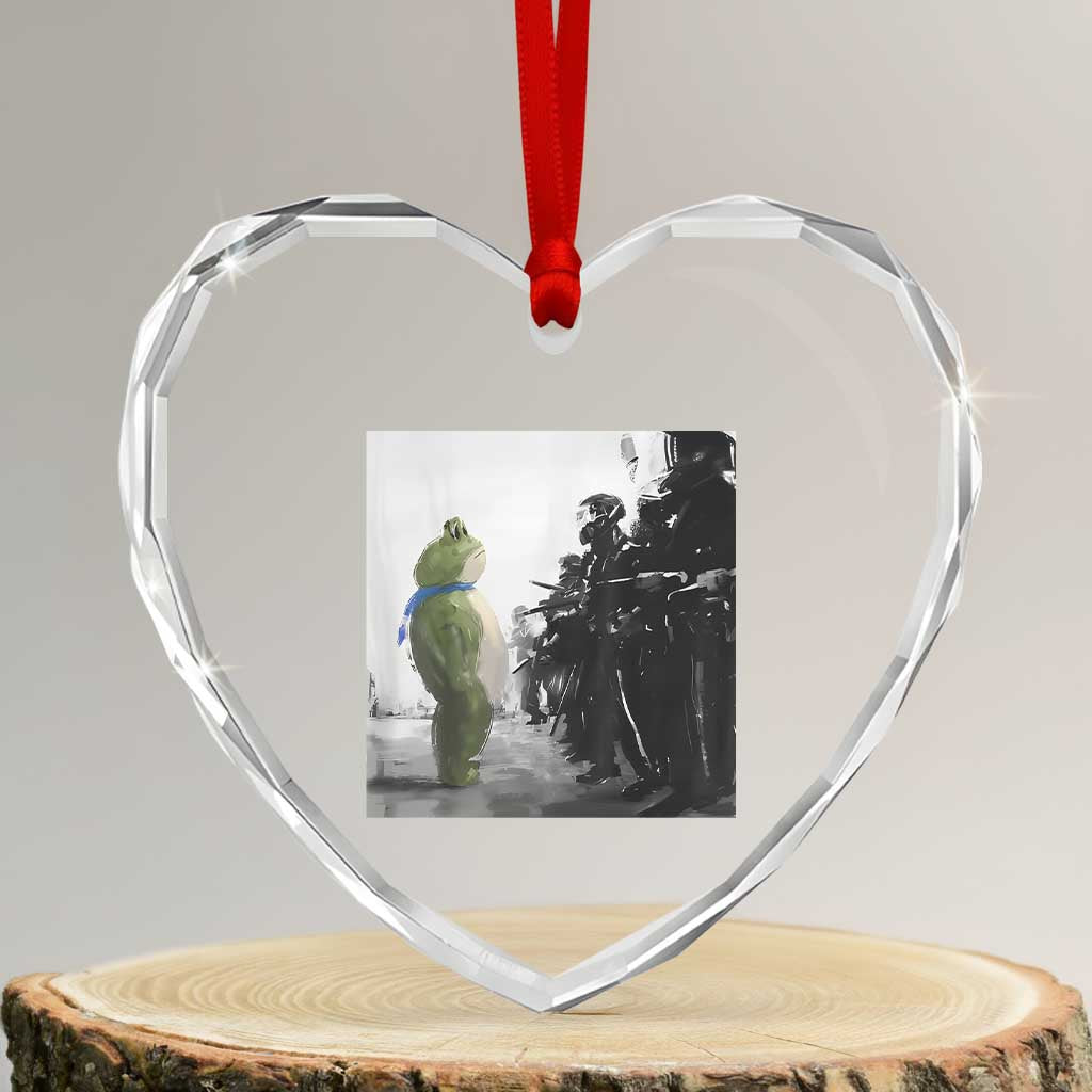 Frog Resist Heart Crystal Glass Ornament Free Portland Oregon Freedom Fighters TS02 Transparent Glass 3'' Heart Print Your Wear