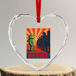 Frog Resist Heart Crystal Glass Ornament Free Portland Oregon Poster Graphic Freedom Fighters TS02 Transparent Glass 3'' Heart Print Your Wear