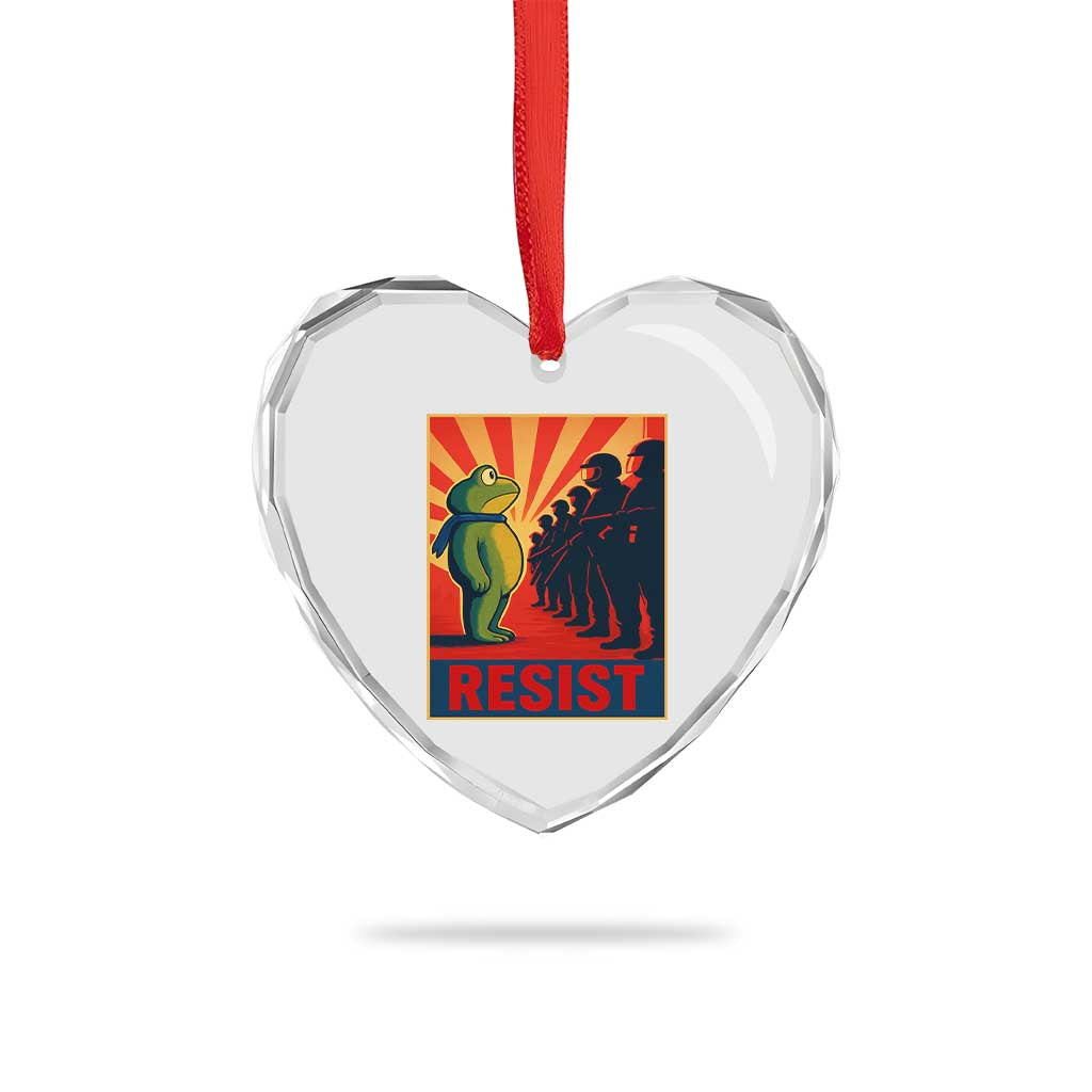 Frog Resist Heart Crystal Glass Ornament Free Portland Oregon Poster Graphic Freedom Fighters TS02 Print Your Wear