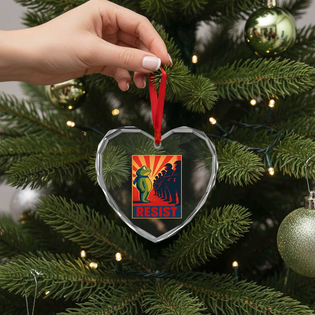 Frog Resist Heart Crystal Glass Ornament Free Portland Oregon Poster Graphic Freedom Fighters TS02 Print Your Wear