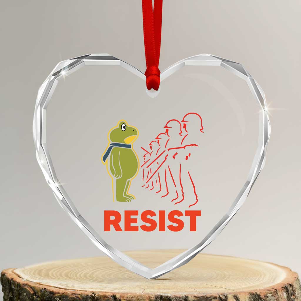 Frog Resist Heart Crystal Glass Ornament Free Portland Political Satire TS02 Transparent Glass 3'' Heart Print Your Wear