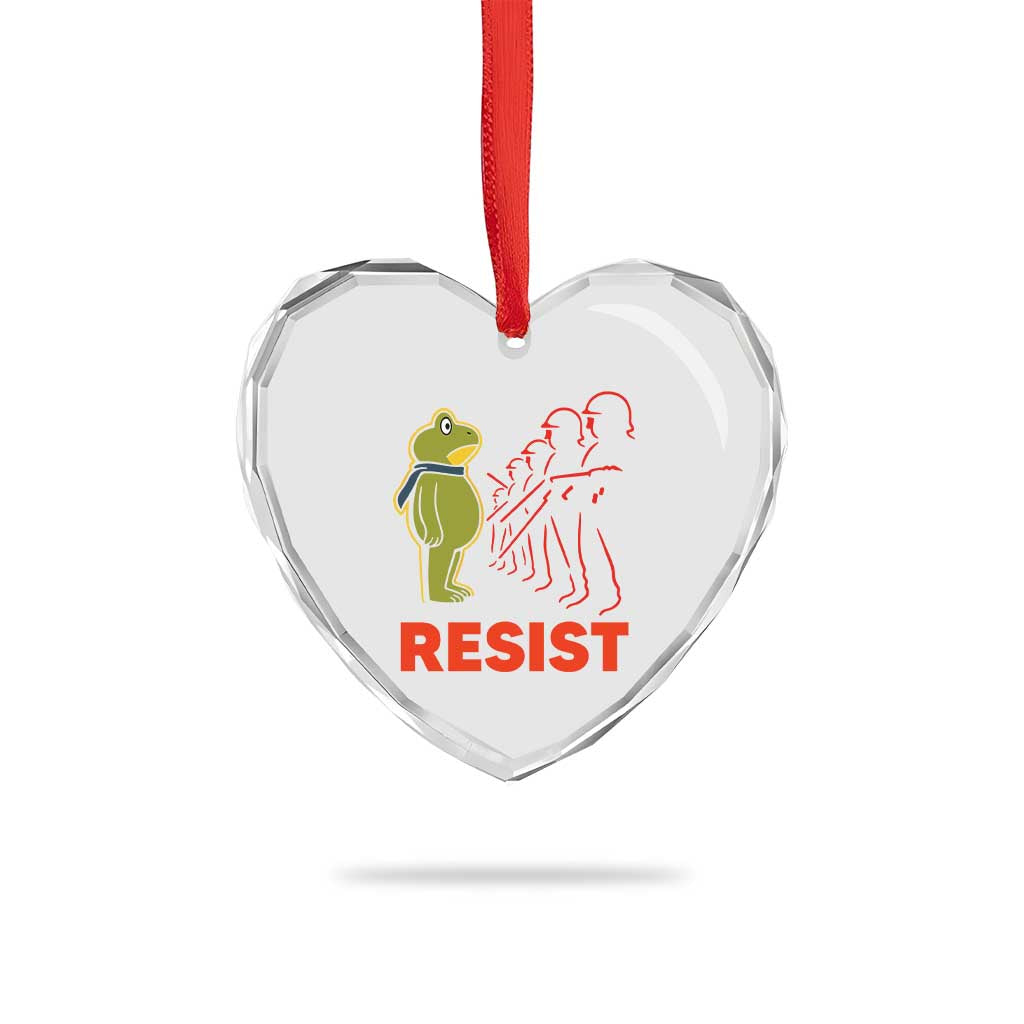 Frog Resist Heart Crystal Glass Ornament Free Portland Political Satire TS02 Print Your Wear