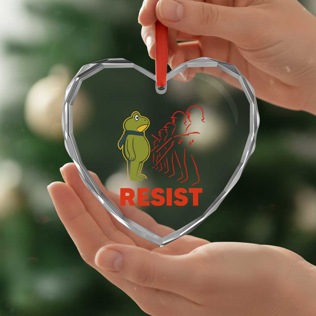 Frog Resist Heart Crystal Glass Ornament Free Portland Political Satire TS02 Print Your Wear