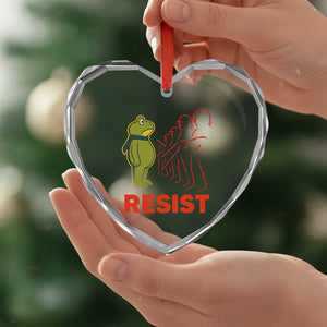 Frog Resist Heart Crystal Glass Ornament Free Portland Political Satire TS02 Print Your Wear