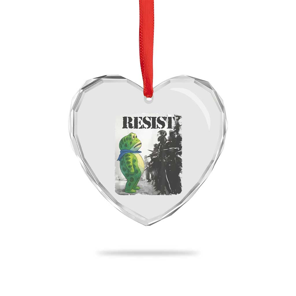 Frog Resist Heart Crystal Glass Ornament Portland Frog Activist Protest City Art TS11 Print Your Wear