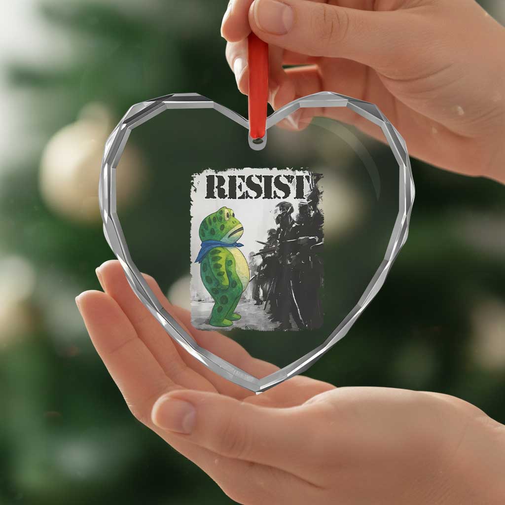 Frog Resist Heart Crystal Glass Ornament Portland Frog Activist Protest City Art TS11 Print Your Wear
