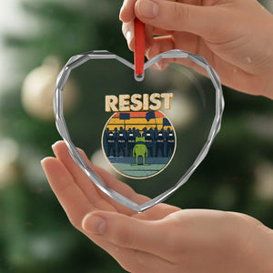 Frog Resist Heart Crystal Glass Ornament Portland Frog Activist Protest Retro Sunset TS11 Print Your Wear
